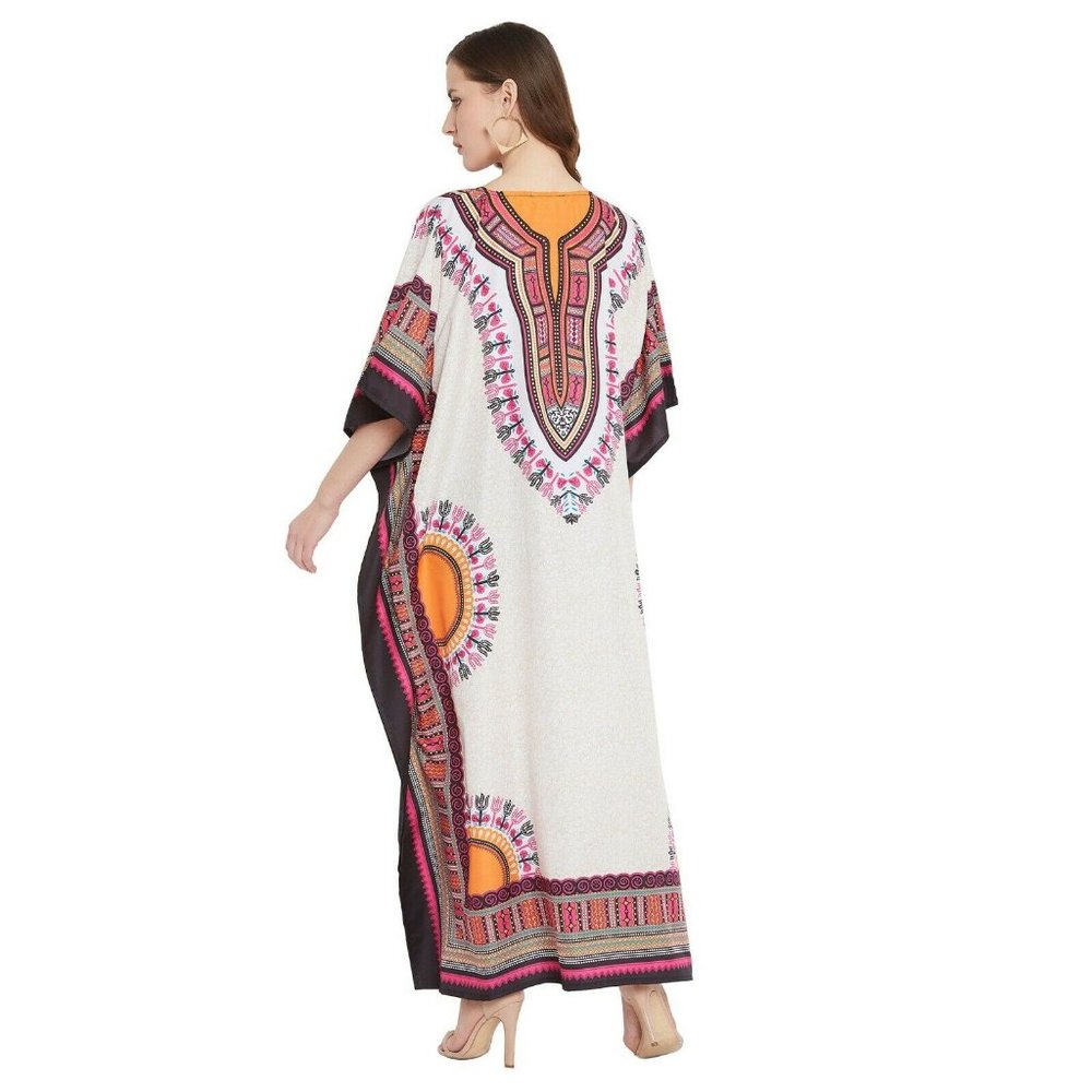 Women Casual Caftan Dress Beige Maxi Cover Up Dresses for Mother Days Gifts - Picture 7 of 8